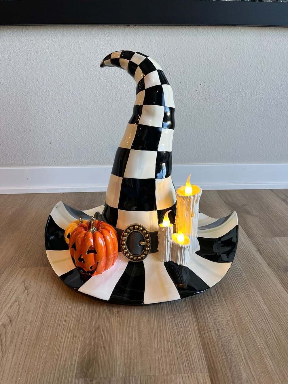 MacKenzie-Childs, Courtly Striped Illuminated Witches Hat, Halloween Decor